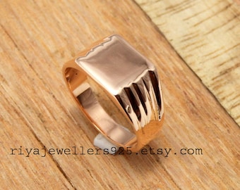 Reines Kupfer Quadrat Siegelring - Herren Bandring