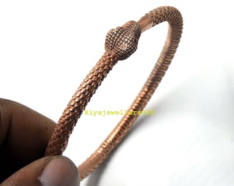 Brazalete de cobre con serpiente Ouroboros: pulsera de cobre macizo