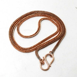 Pure Copper Wheat Chain Necklace: Viking Style, 2mm Thick