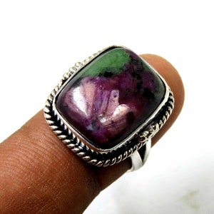 Natural Ruby Zoisite Ring, Oval Gemstone Ring, Natural Stone Ring, 925 Sterling Silver, Designer Ring, Gemstone Ring, Independence Day