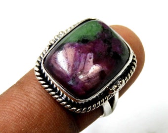 Rubin Zoisit Ring: 925 Sterling Silber Edelstein