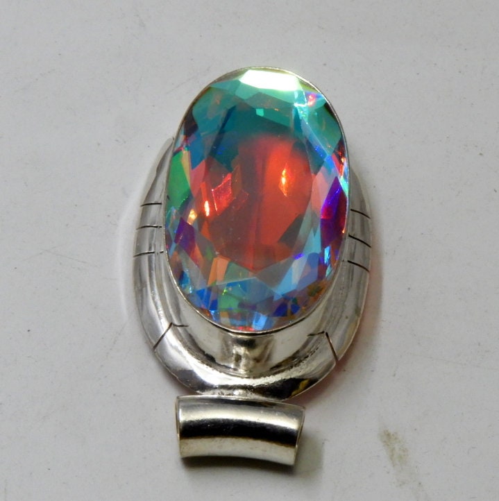 Ciondolo Collana Topazio Mistico Ametista Morganite Ciondolo Collana Con Topazio Mistico, Ametista E Morganite &ndash; Pietre Arcobaleno, Placcato Argento, LuckyShine Ciondolo Lungo 1.75 Pollici