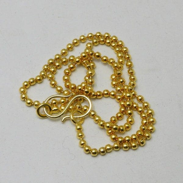 Collier chaîne en or 22 carats, chaînes en or rempli de boules de 3 mm, collier chaîne en perles, collier chaîne en or rempli, vente en gros