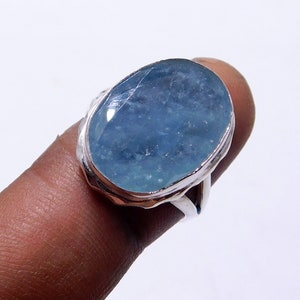 Natural Aquamarine Sterling Silver Ring: Emerald Cut March Birthstone