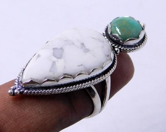 Howlite Silver Ring,Turquoise Ring