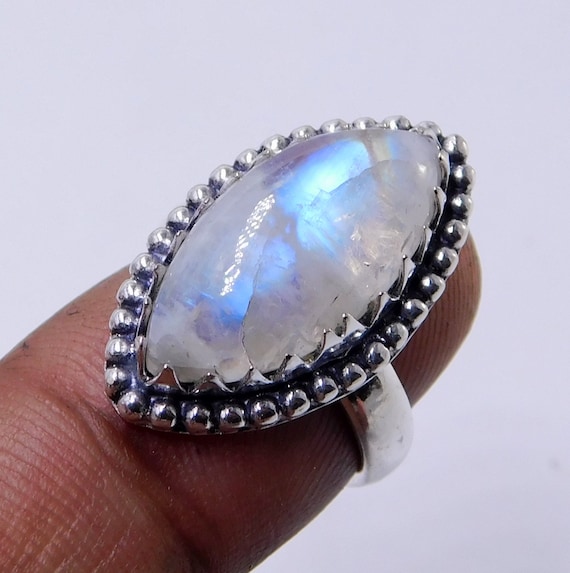 Rainbow Moonstone Ring Soft Side Square Polished Sterling Silver Rainbow Moonstone Ring Soft Side Square Polished Sterling Silver