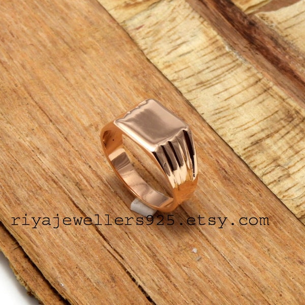 square signet ring ,Pure Copper Signet Ring , Mens Copper square signet ring ,Solid Copper rings for men , Plain mens jewellery Ring