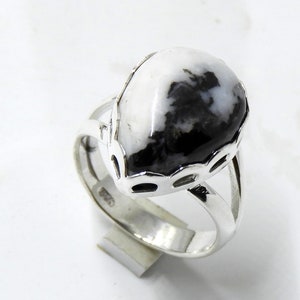 Natural White Buffalo turquoise ring handmade in sterling silver