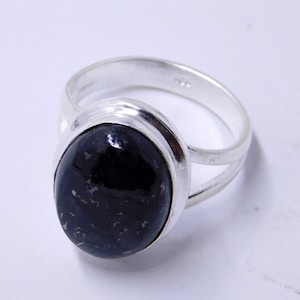 Greenland Nuumite/Nuummite Sterling Silver Ring, Oval Stone Ring,Free Shipping