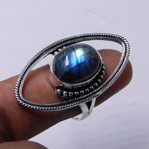 Labradorite Statement Ring: Sterling Silver Boho Ring
