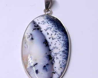 Dendrite Opal 925 Sterling Silver Pendant 10 Gm