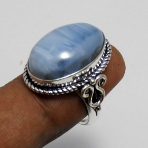 Handmade Owyhee Blue Opal Ring: Sterling Silver Gemstone Jewelry