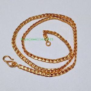 18K Gold Filled Cuban Chain Necklace: 4mm Curb Chain