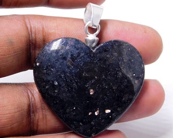 Heart Nuummite/Nummite 925 Sterling Silver Jewelry Pendant