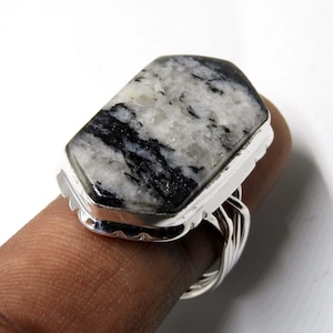 Natural Buffalo turquoise Jewelry, White Buffalo Turquoise Sterling Silver Ring, Handmade Ring, White Buffalo Turquoise Ring, Gift for Her