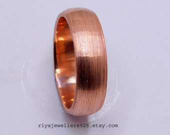Brushed Copper Band Ring: Half Round Wedding Band