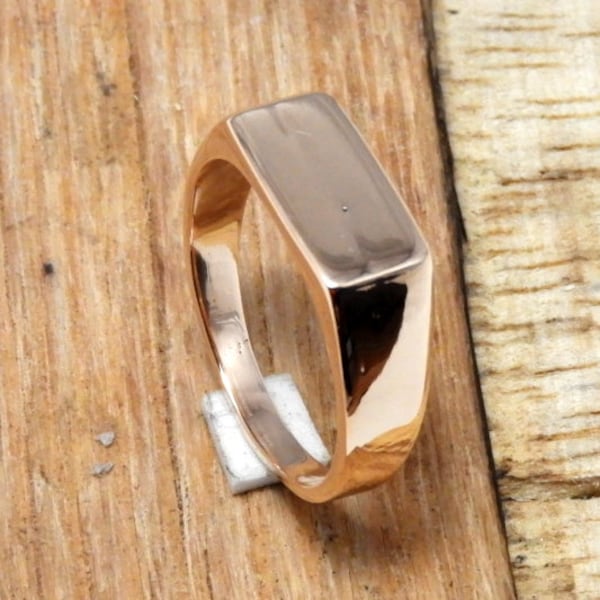 Rectangle Signet Ring, Pure Copper Ring,Flat Copper Signet Ring, Plain copper Ring, Gift For Her,Mom Gift, Gift For Wife, Signet Copper Ring