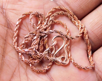 Handmade Copper Rope Chain Necklace: Diamond Cut, 2mm