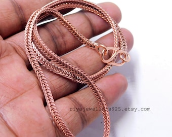 Pure Copper Wheat Chain Necklace: Solid Viking Style Jewelry