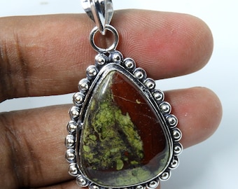 Dragon Blood Jasper Sterling Silver Pendant - Handmade Gemstone Jewelry