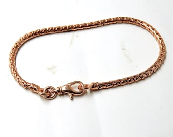 Pure Copper Snake Chain Bracelet with Lobster Claw Clasp