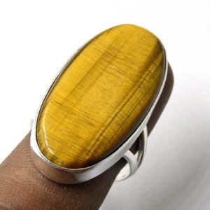 Oval Tigers Eye Ring: Boho .925 Sterling Silver