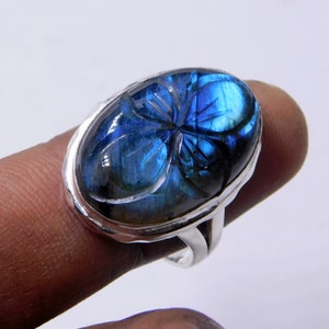 Genuine Labradorite Ring, Gemstone Ring, Labradorite Silver Ring, Labradorite Ring, Labradorite Statement Ring, Labradorite Boho Ring