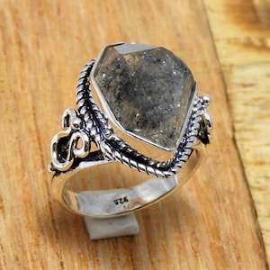 Natural Herkimer Diamond Ring, Herkimer Diamond Crystal Ring, Sterling Silver Ring, Cluster Ring, One Of Kind Ring, Healing Crystal Ring