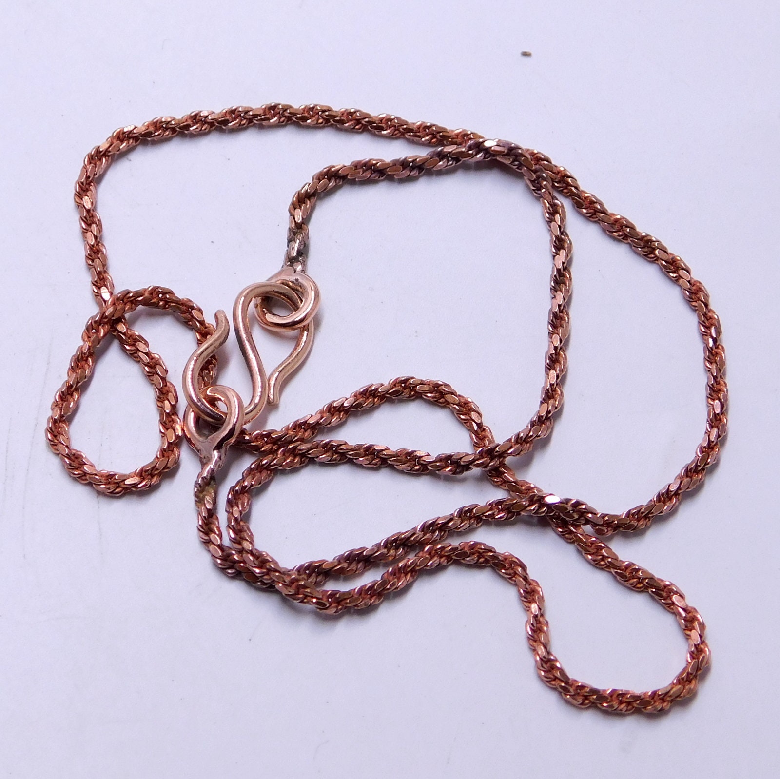 100% Solid Copper Rope Chain Pure Copper Oxidized Rope Chain Necklace Handmade Copper Chain Necklaces for Women and Mens Chain Thickness 3mm