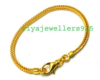 18k Wheat-Foxtail Chain Bracelet,3 MM Square Wheat-Foxtail Palm Bracelet, Gold Filled Wheat Chain,Wheat Chain Bracelet,Lead and nickel free