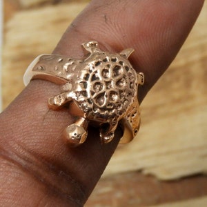 Pure Copper Tortoise Ring: Good Luck Signet Ring