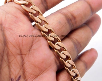 Handmade Solid Copper Curb Chain Bracelet - 10mm