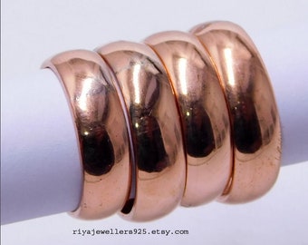 Polished Copper Band Ring: Half Round, Pure Copper (7 Millimeter)