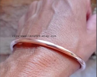 Bracelet jonc épais en cuivre pur fait main : jonc empilable (4 mm)