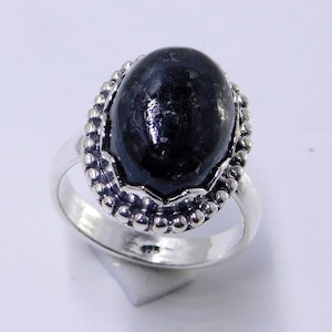 Nuummite Ring, Crystal Healing  Gemstone Ring , Greenland Nuummite ring Gemstone Ring Psychic Protection, black Nuummite gemstone ring,