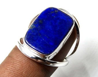 Natural Lapis Lazuli Ring, Sterling Silver Ring for Women, Handmade Silver Ring, AAA Lapis Ring, Sterling Silver Ring Lapis, Statement Ring
