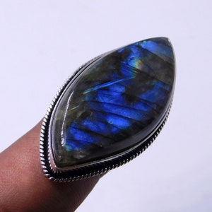 Large Labradorite Ring, Natural Labradorite Sterling Silver Women Jewelry Ring , Labradorite Silver Ring, Gemstone Ring, Gift ring