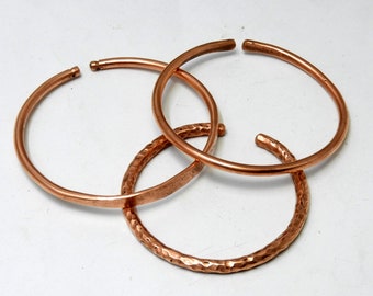 Handmade Thick Copper Bangle: Adjustable Kada Stacking Bracelet