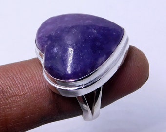 Handmade Heart Sugilite Ring: Sterling Silver, South Africa Gemstone