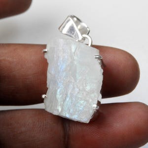 Regenbogen Mondstein Anhänger: Sterling Silber Schmuck
