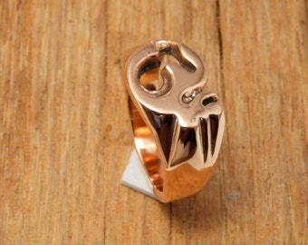 Pure Copper Om Ring, Om Signet Ring, Pinky Ring, Copper Signet Ring,Om Copper Ring,Men Ring ,Statement Rings