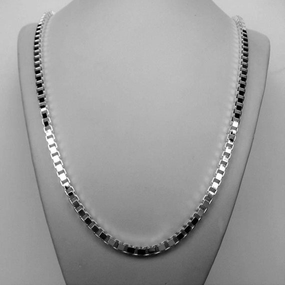 Simple Necklace Box Chain Necklace S925 Sterling Silver - Temu