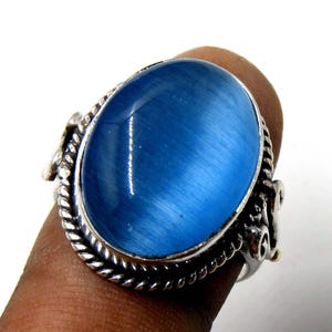 Cat’s Eye Sterling Silver Ring, Cat&#39;s Eye Stone Ring, Handmade Cat’s Eye Ring, Vintage Ring, Cats Eye Gemstone Ring