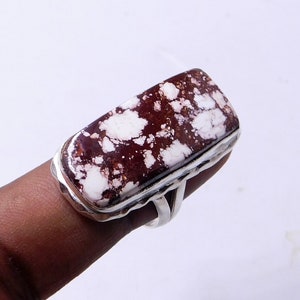American Wild Horse magnesite Silver ring, 925 Sterling Silver Ring, Handmade Jewelry Ring,Free Shipping