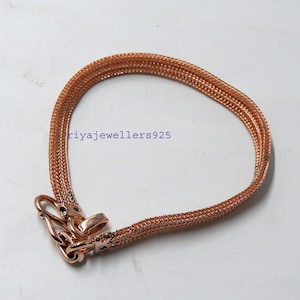 Copper Chain Bracelet,Pure Copper Wheat chain Bracelet,Solid jewelry Copper Chain, Wheat chain Hook link Bracelet thickness and width 2x6 mm