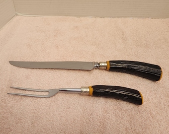 Westall Richardson, English made by Sheffield, stainless steel serving knife and fork set