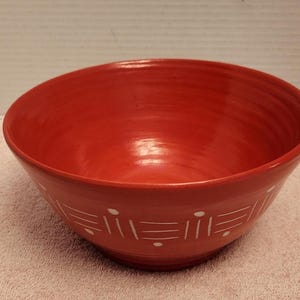 Malcolm Wright signed red ceramic art deco geometric design serving bowl