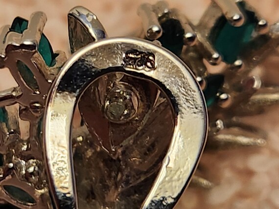 Sterling Silver Teardrop Clip On Earrings: Lab Em… - image 8