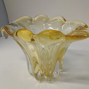 Teleflora Clear Yellow Glass vase dish image 1
