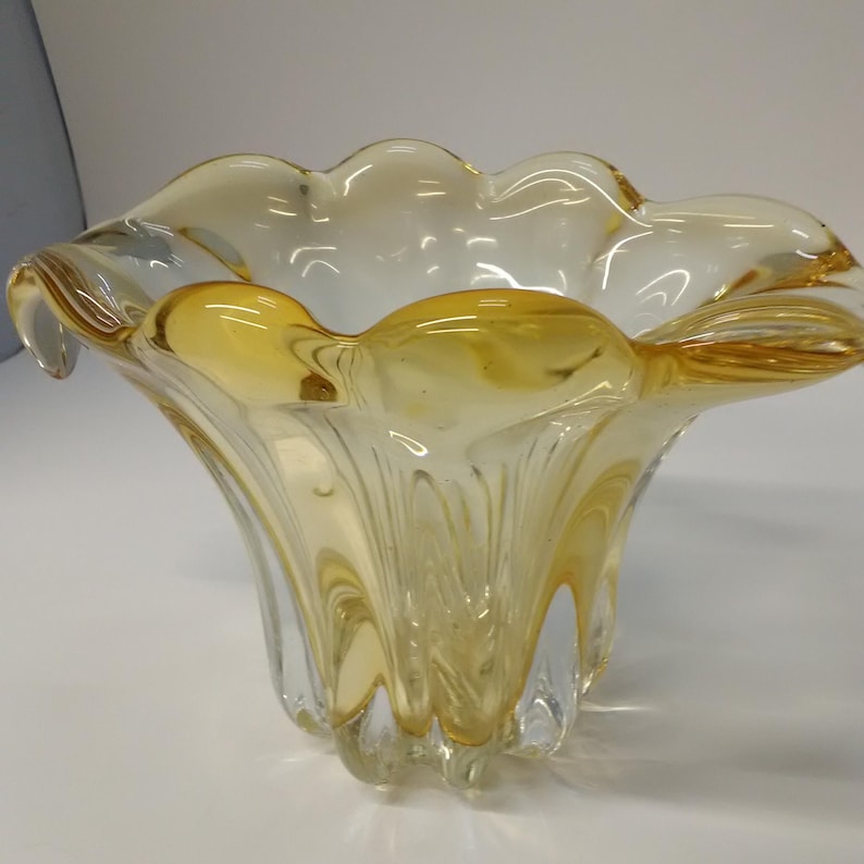 Teleflora Clear Yellow Glass vase dish image 1